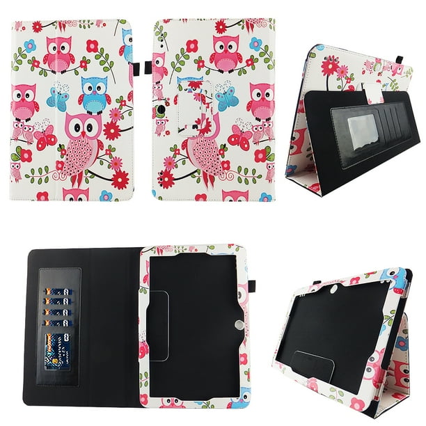owl insignia flex 10 1 inch tablet ns p10a7100 case slim fit premium pu leather folio stand case cover w stylus holder id slots android tablet