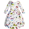 thumbnail image 1 of Robe Fille Maison Arc-en-Ciel Bus Imprimé Dessin Animé Robe d'Hiver 12 Ans, 1 of 5