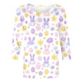 thumbnail image 4 of Bainana Easter Women's T-Shirt Fashion Bunny Egg Printed Casual 3/4 Sleeve Round Neck T Shirt Top Ladies Festival Comfort Tee Shirts Multicolour Size L, 4 of 5