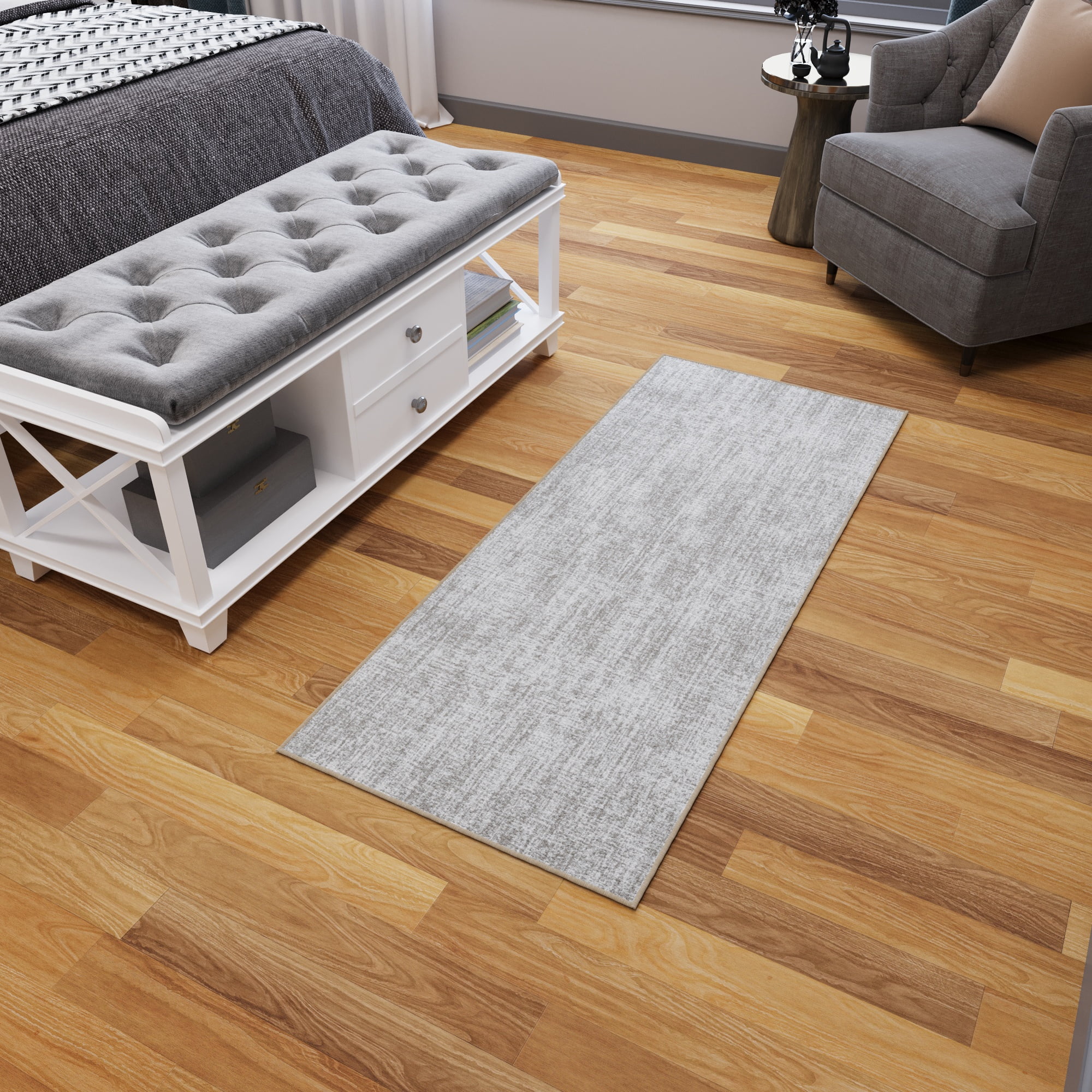 Ottomanson Non-Slip Washable Kitchen Runner Rug Mat for Hallway Durable Easy Care 1'10" x 6' Solid Beige