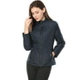 thumbnail image 3 of Allegra K Women's Stand Collar Long Sleeves Zip Up Lightweight Quilted Jacket, 3 of 7