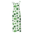 thumbnail image 4 of BiZtdJrK Prime Sales of The Day, St Patricks Jumpsuits for Women 2025 Funny Printed Cute Holiday Rompers Summer Casual Adjustable Strap Cotton Linen Overalls with Pockets Green XXXXL, 4 of 6