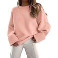 thumbnail image 1 of Suéter Informal de Punto Afelpado de Larga Extragrande para Mujer, Ropa de Otoño Rosa L, 1 of 8