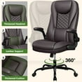 thumbnail image 5 of COOLHUT Executive Office Chair Home Office Desk Chairs, Ergonomic Computer Faux Leather Desk Chair with Adjustable Flip-Up Arms, Lumbar Support Swivel Task Chair with Rocking Function, Coffee, 5 of 16