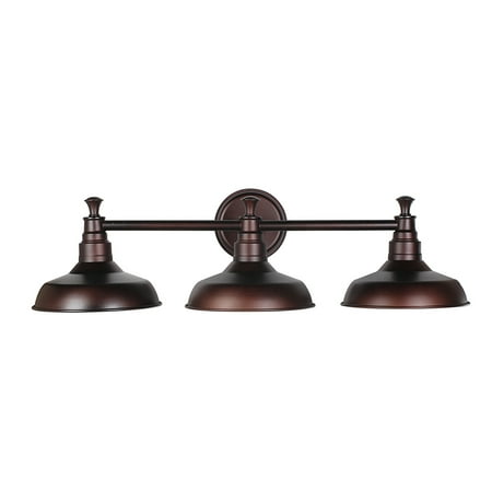 Design House 520320 Kimball 3-Light Bathroom Vanity Light, Modern Design with Metal Shades, Coffee