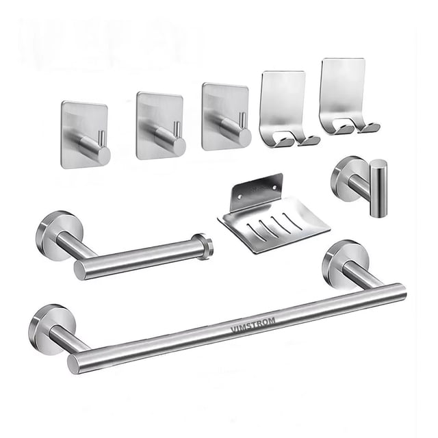 Set De 9 Piezas De Accesorios Para Baño De Acero Inoxidable