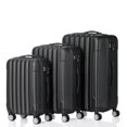 thumbnail image 3 of Tcbosik 3-Piece Set ABS Luggage Sets, Large Capacity Carry-on Luggage, Expandable Checked Suitcase Set for Travel Business, 20"/24"/28", Black, 3 of 10