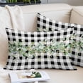 thumbnail image 2 of Green Eucalyptus Leaves Throw Pillow Covers, Black White Plaid Farmhouse Watercolor Soft Breathable Pillow Cases with Invisible Zipper, Small Pillowcases for Couch Bed Sofa Chair 16x24 Inches, 2 of 9