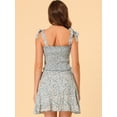 thumbnail image 3 of Allegra K Conjunto De Falda Cruzada Y Top Corto Fruncido Con Lazo Floral Para Mujer Verde L, 3 of 6