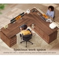 thumbnail image 6 of 69" x 55" Farmhouse L Shaped Electric Standing Desk with 6 Drawers and Storage Shelves, Height Adjustable Computer Desk for Home Office, 6 of 8