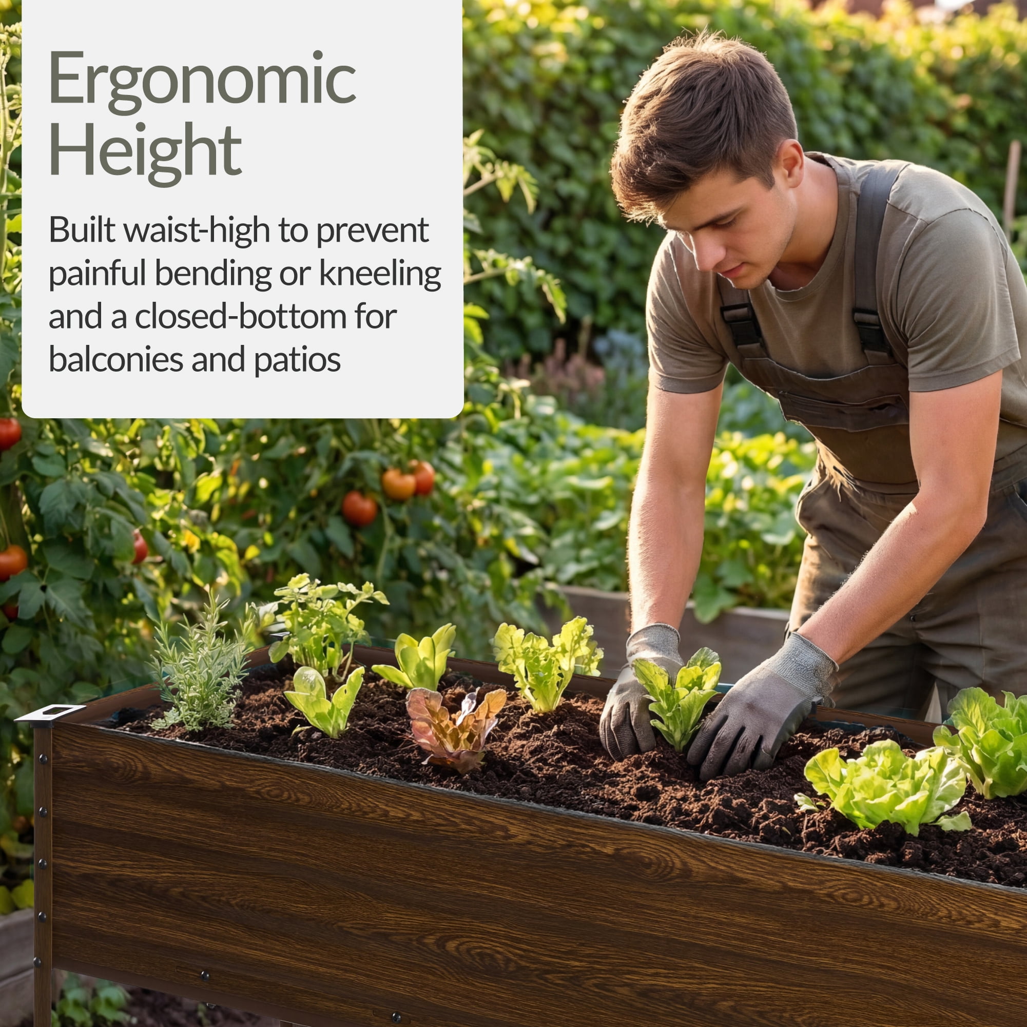 Best Choice Products 48x24x30in Elevated Galvanized Metal Garden Bed w/ Corner Protectors - Dark Brown Wood Grain