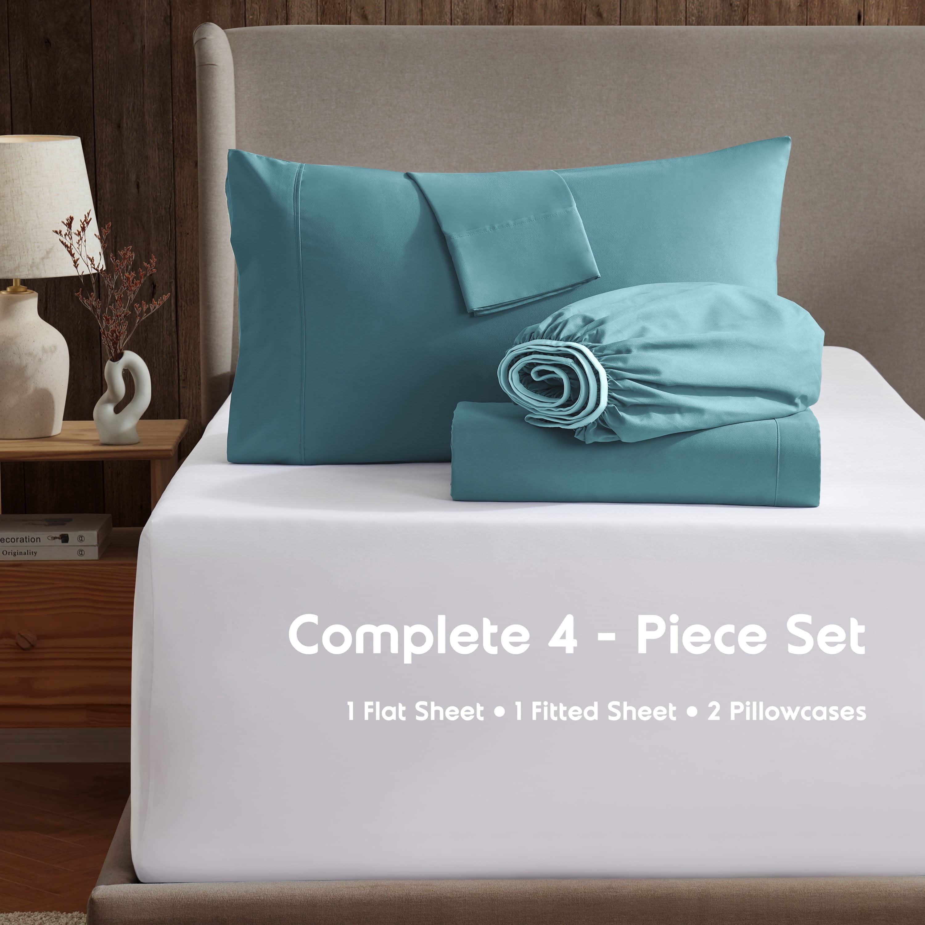 LammaLoe Extra Deep Pocket Full Sheets Set, 4 Piece, Fits 18"-24" Mattress, Breathable & Extra Soft Bed Sheets, Teal