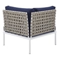 thumbnail image 5 of Modway Harmony 7-Piece  Sunbrella® Basket Weave Outdoor Patio Aluminum Sectional Sofa Set in Tan Navy, 5 of 16