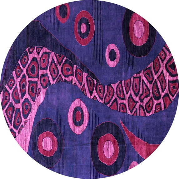Ahgly Company Indoor Round Oriental Purple Modern Area Rugs, 3' Round