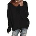 thumbnail image 1 of Fesfesfes Women Sweaters Solid Color Long Sleeve Sweater Casual Loose V-Neck Knitting Sweater Clothes Sale, 1 of 4