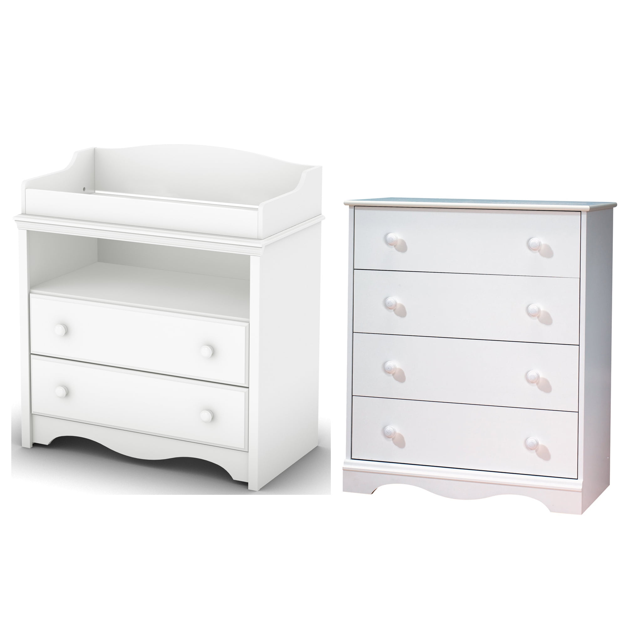 South Shore Angel Changing Table And 4 Drawer Chest Set White