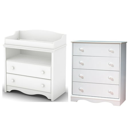 South Shore Angel Changing Table and 4-Drawer Chest Set,