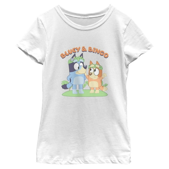 Girls Bluey Floral Duo Bingo and Sister T Shirt