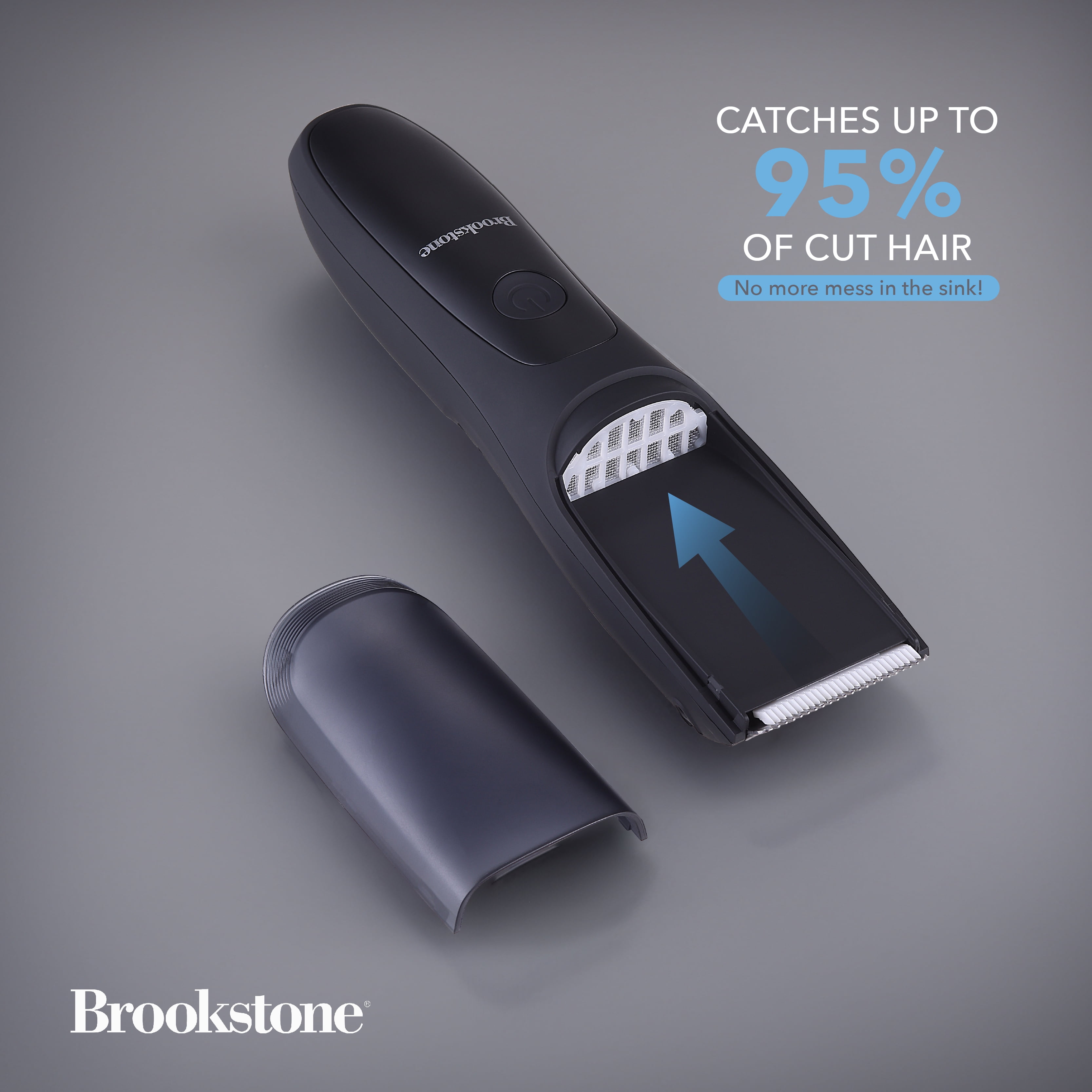 Brookstone Cordless Rechargeable Men's Electric Hair Trimmer with Included Vacuum,