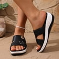 thumbnail image 1 of HTHLVMD Sandales à Talon Compensé à Clous Floraux, Chaussures Décontractées Confortables pour Femmes, Sandales à Plateforme Compensée pour Femmes Confortables et Légères pour l'Été, Sandales à Enfiler Décontractées Type Gougounes, Noir 5.5, 1 of 5