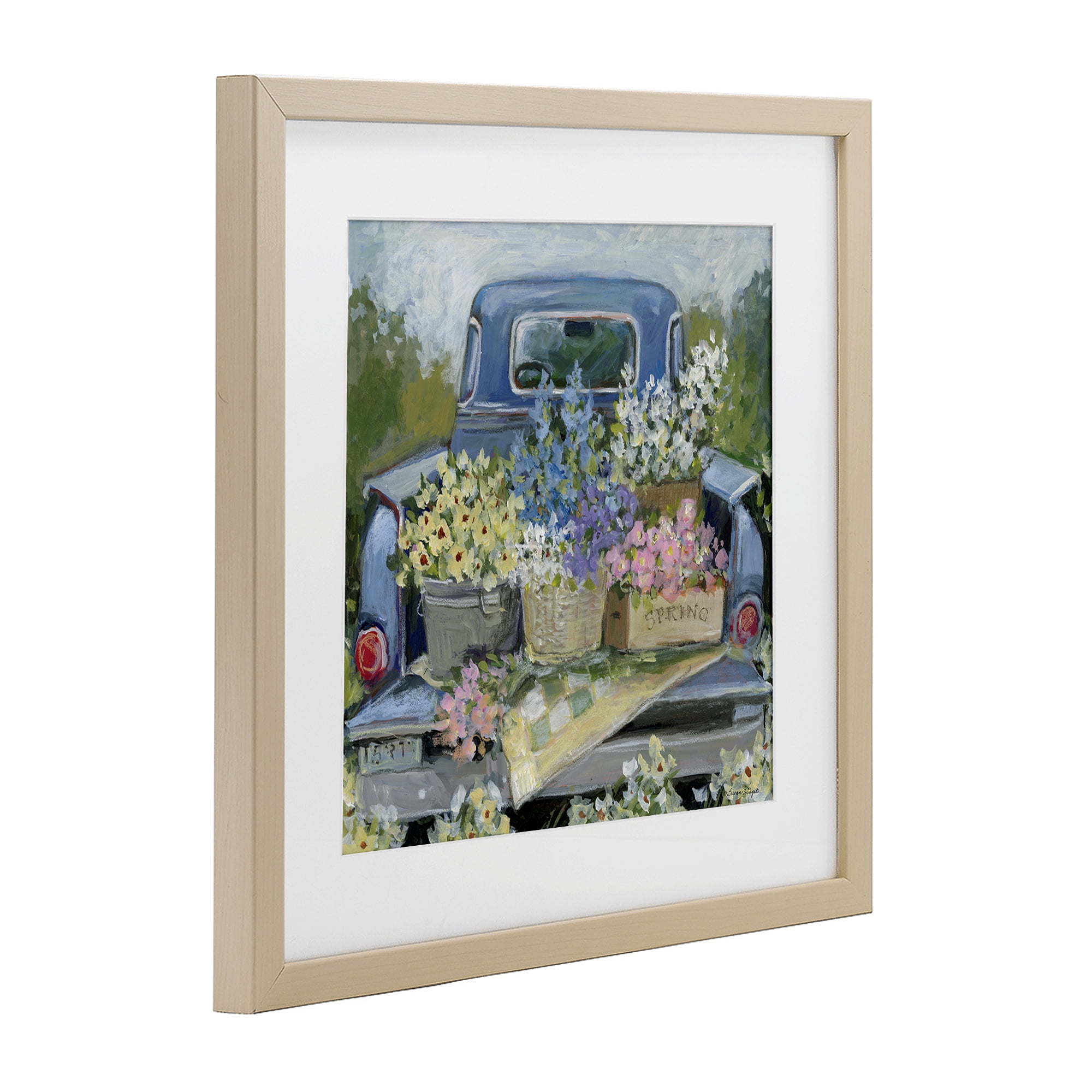 Stupell Industries Truck Bed with Flowers Birch Framed Print Under Glass, design by Susan Winget