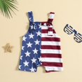 thumbnail image 2 of KAUOD Independence Day Baby Color Blocking Romper Sleeveless Knotted Suspender Jumpsuit Day 4 of July Baby Girl Clothes, 2 of 7
