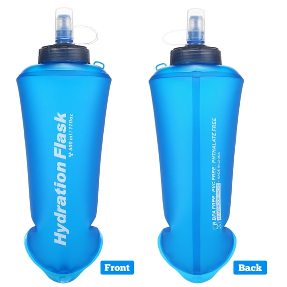 BIMZUC 17 fl oz / 500 ml Soft Collapsible TPU Water Bottle for Running Hiking Cycle Climbing