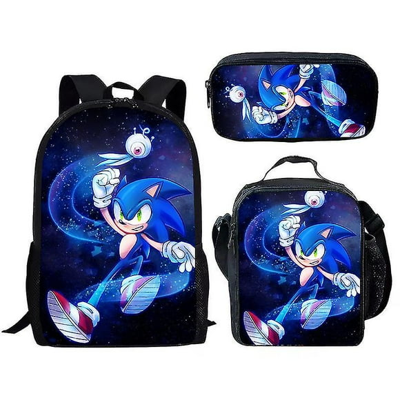 Sonic Sac d'École Primaire Ensemble Trois Pièces Sac à Dos Dessin Animé Anime Sac Bandoulière Trousse Haute Qualité
