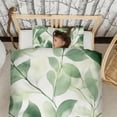 thumbnail image 3 of Green Leaves Modern Art Duvet Cover and Pillowcase Set for Single Bedding, Bedroom Accessories for Kids Teens, 3 of 5