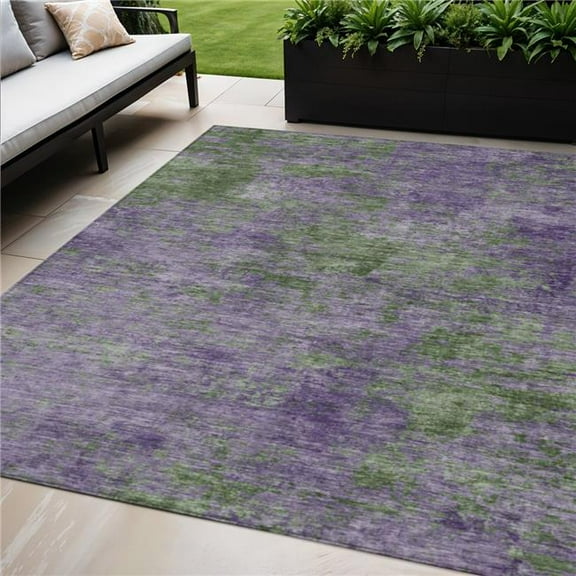HomeRoots 609389 5 x 8 ft. Purple & Green Abstract Washable Indoor & Outdoor Rectangle Area Rug
