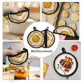 thumbnail image 5 of ZIATUBLES 2 Pieces Fried Egg Print Pot Holders Oven Mitts 2-in-1 Heat Resistant Hot Mats with Breathable Cotton-Like Liner Non-Slip Quilted Liner Trivets Cute Kitchen 8 Inch Round Decor, 5 of 7
