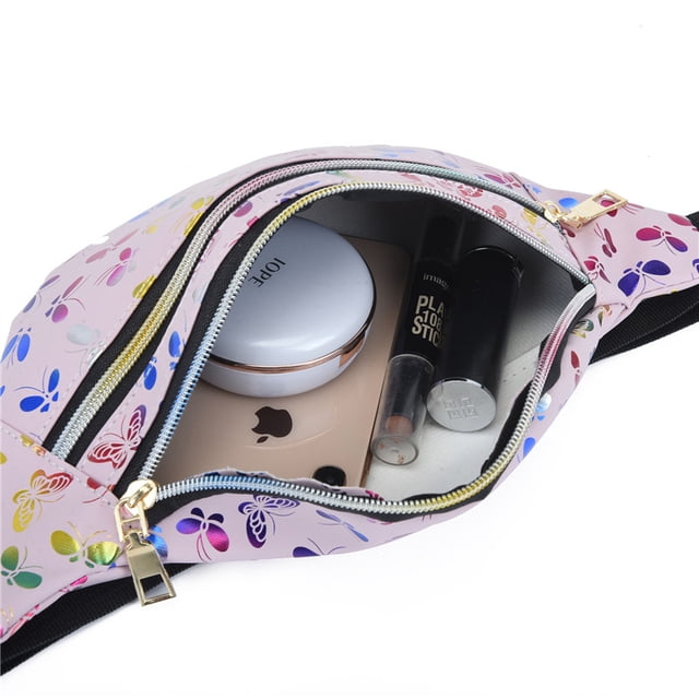 Riñonera con cremallera doble a la moda, riñonera para teléfono móvil de tendencia colorida para mujer, bandolera impermeable multifuncional, rosa ZefeiWu 8390611552893