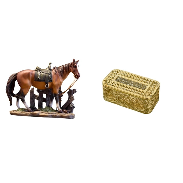 Soporte para pañuelos con escultura ecuestre de resina. Figura artística de caballo, adorno de escritorio para el hogar, la oficina, la sala de estar