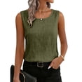 thumbnail image 6 of WULMLEO Cotton Linen Tank Tops for Women - Sleeveless Crewneck Summer Gauzy Shirts Loose Fit Casual Beach Vacation Camisole Army Green L, 6 of 7