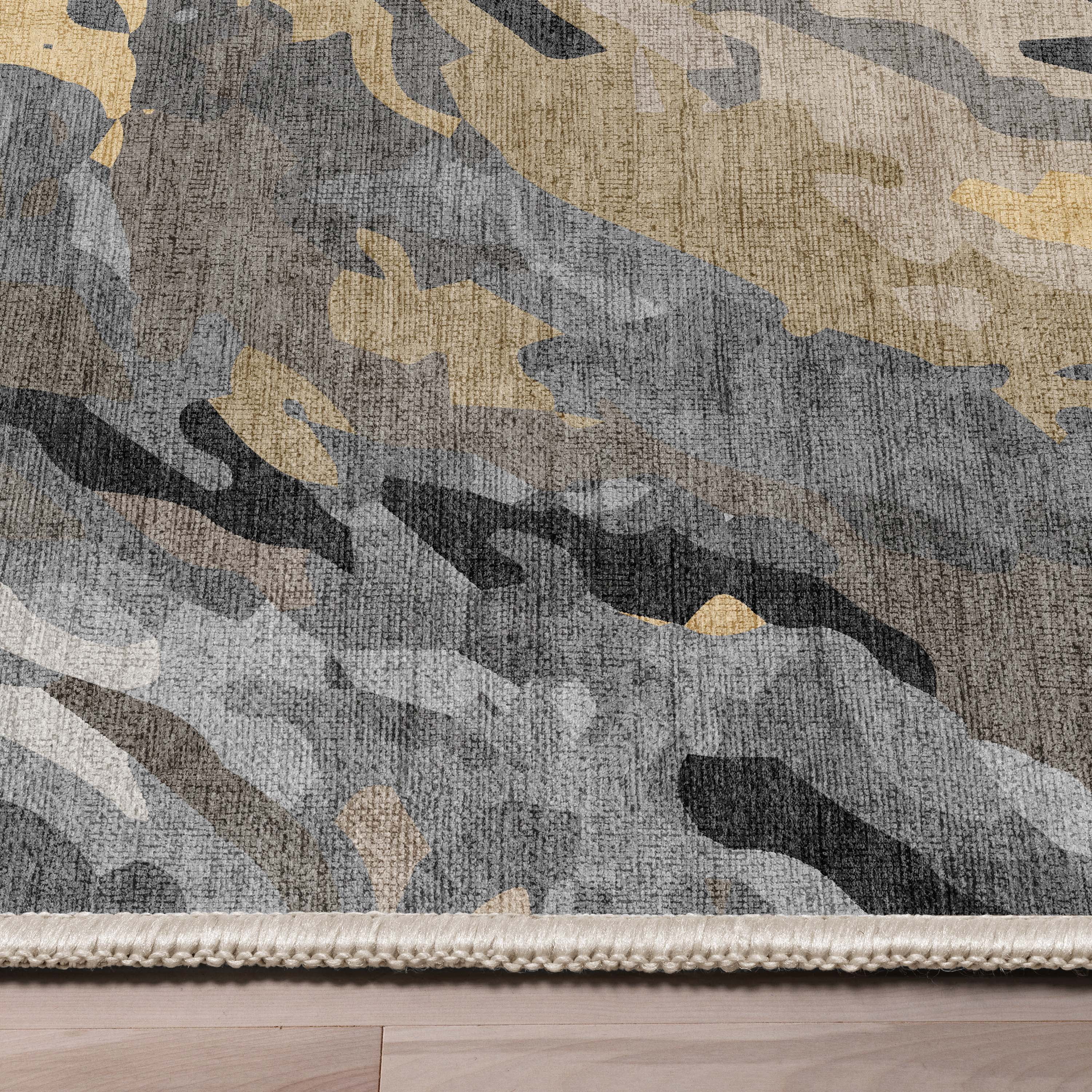 Well Woven Abstract Dunes Modern Retro Marble Flat-Weave Gray Gold 5'3" x 7'3" Area Rug