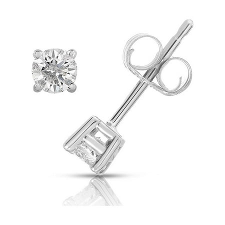 Natalia Drake 1/4 Cttw 14K White Gold Diamond Stud Earrings for Women Solitaire Round Brilliant Cut 4 Prong