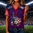 thumbnail image 2 of Women's Usa Soccer Jersey Raglan Summer Shirts Color Block V Neck Short Sleeve Fan Wear Jerseys Flag Print Football Graphic Tees, Dark Purple XL, 2 of 4