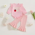 thumbnail image 2 of 6-12 Months Toddler Kids Girls Clothes Ruffled Tops and Pants with Pockets Clothing Sets 2 Piece Outfits Set Children's Gift Set Girls Pink Tracksuit, 2 of 4