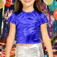 thumbnail image 2 of Ulitacool Tee For Girl Short Sleeve Blouse O Neck Tops Sequins Shirt Cute T Shirt Daily Wear Blue 6-7 Years, 2 of 4