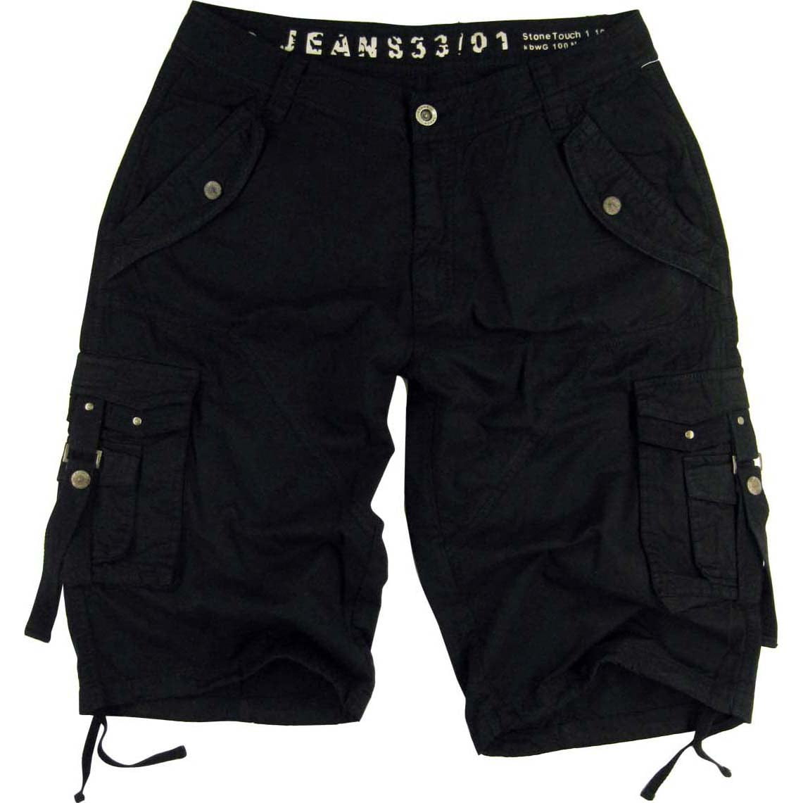 Stone Touch Jeans - Mens Black Cargo Shorts Military #A8s Size:40 ...