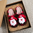 thumbnail image 2 of BERANMEY Christmas Slippers for Women and Men Black Red Plaid Santa Claus Pattern House Slippers with Plush Lining & Thick Sole Festive His & Hers Indoor Home Shoes, 2 of 8