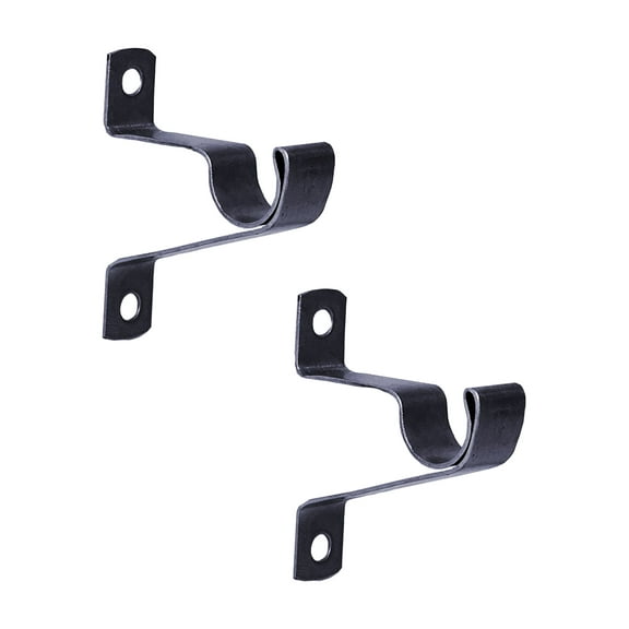Kenney 7/16" Steel Café Curtain Rod Mounting Brackets, Set of 2, Black