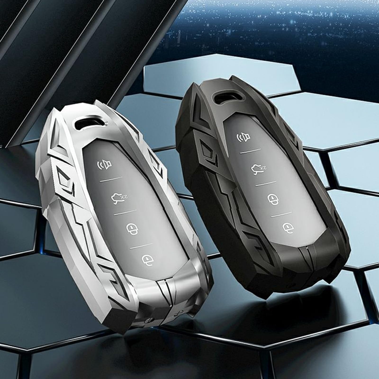 Key Cover Case Fit for Chevy, Zinc Alloy Smart Key Fob Case Holder Shell Compatible for Chevrolet Equinox Malibu Traverse Blazer Camaro Impala Cruze Volt Bolt Sonic Trax Tahoe