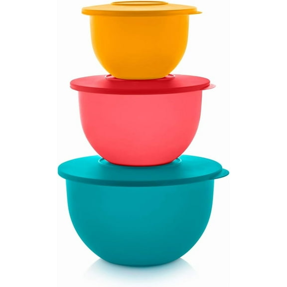 Impressions Classic 3 Bowl Food Storage Set in Multi Colors, Dishwasher Safe and BPA Free (3 Containers, 3 Lids)