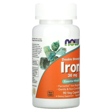 [3個セット] ナウフーズ 鉄 サプリメント 36mg 90粒 NOW Foods Iron ベジカプセル アイアン ビスグリシン酸鉄 90日分 Double Strength