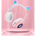 thumbnail image 2 of Auriculares inalámbricos Bluetooth 5.0 para juegos sobre la oreja con luz LED de gato, auriculares de música plegables con micrófono AUX de 3,5 mm (integrado) para adultos y niños, PC, TV, juegos, almohadilla de música, portátil, teléfono móvil, color rosa Rojo Verde, 2 of 5