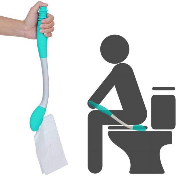 ZHAOCHENG Pinzas para papel higiénico de 38 cm para limpiar el trasero, herramienta de ayuda para el baño con mango largo cubierto y fácil de usar, para mujeres embarazadas y mayores de 38 cm