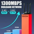thumbnail image 2 of RHEA- Usb 3.0 Wireless Wifi Adapter 1300Mbps Long Range Dongle Dual Band Network New, 2 of 6