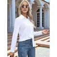 thumbnail image 6 of Super Soft Wrinkle Free Button Down Shirts for Women Solid Long Sleeve Striped Formal Work Dress Blouses Tops White S, 6 of 8