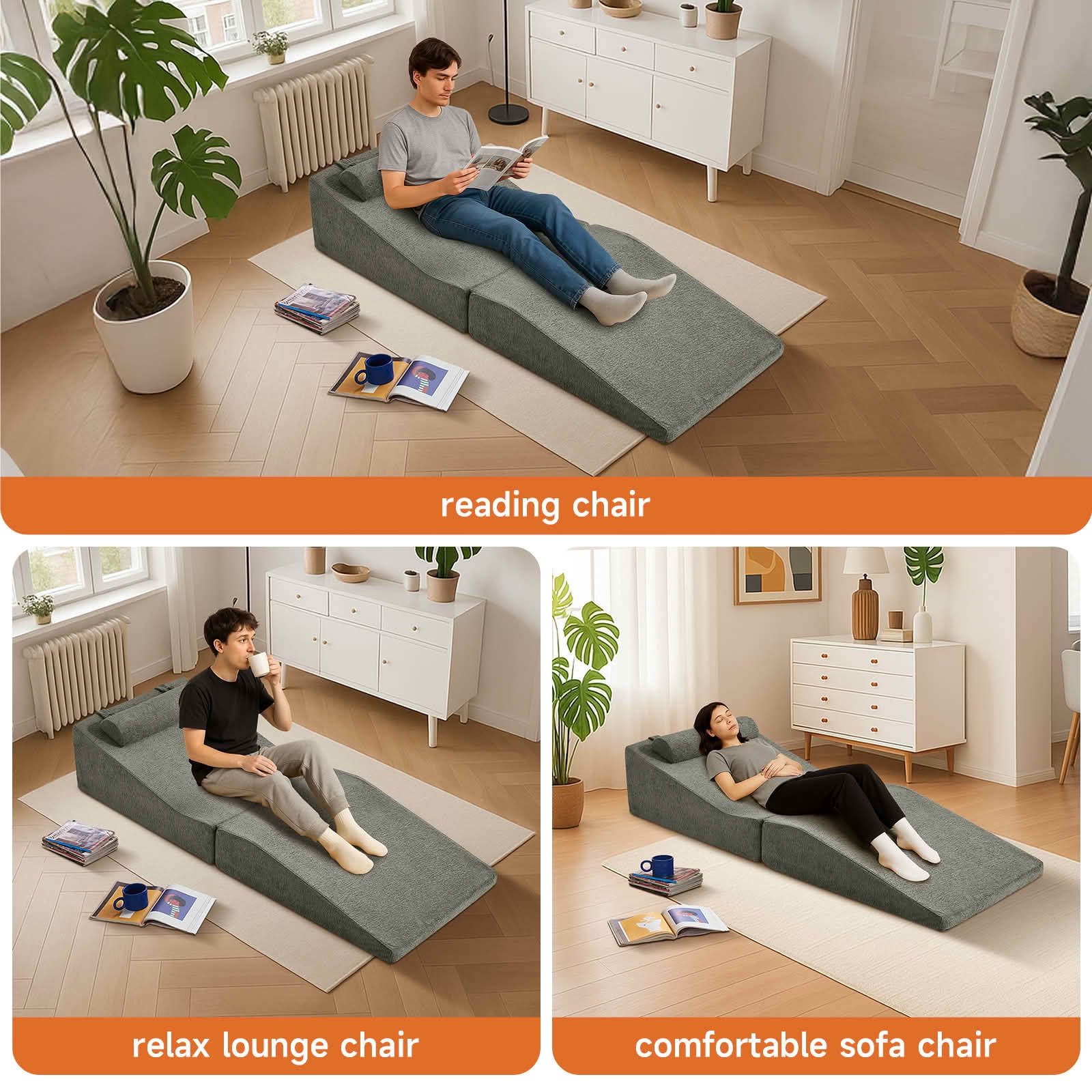 MAYEERTY High-Density Sponge Foldable Tatami Sofa Bed Multi-Use Lounge Chair No Assembly